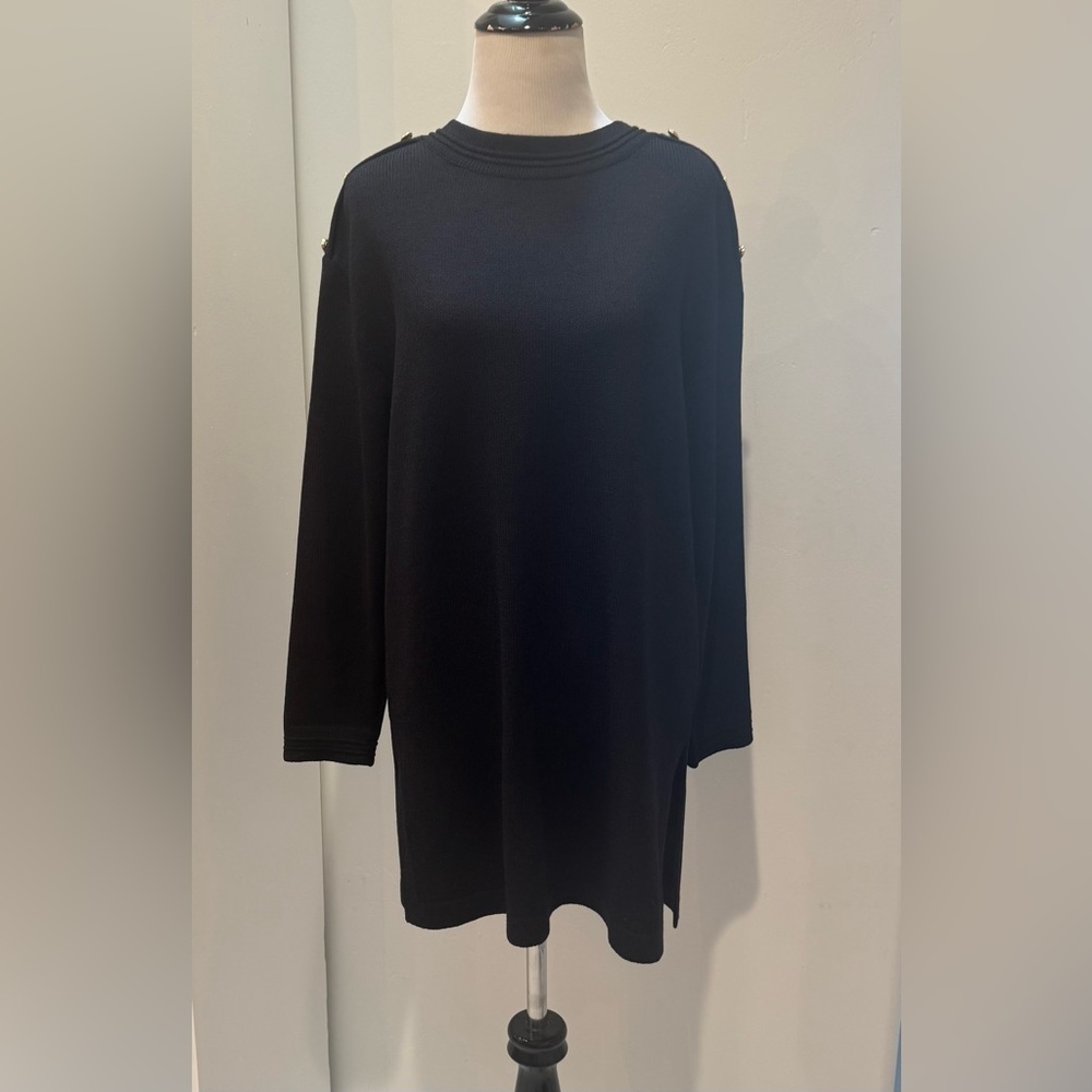 St. John Black Long Sleeve Knit Sweater